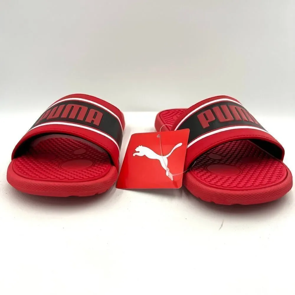 PUMA Unisex Cool Cat Slide Sandal High Risk Red Black White Size 4